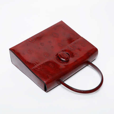 CARTIER Patent Leather Happy Birthday Handbag Red WS21283