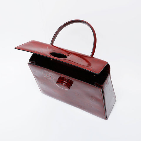 CARTIER Patent Leather Happy Birthday Handbag Red WS21283