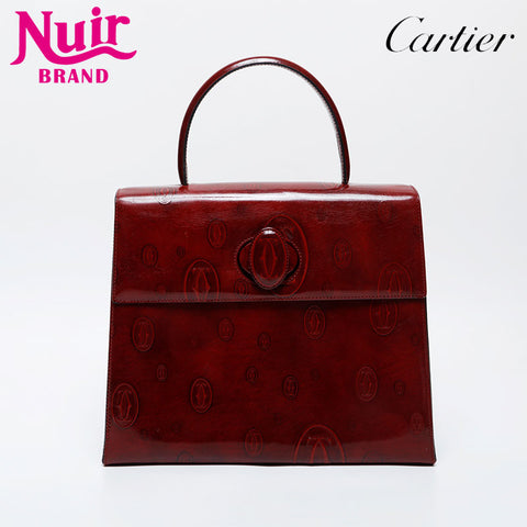 CARTIER Patent Leather Happy Birthday Handbag Red WS21283