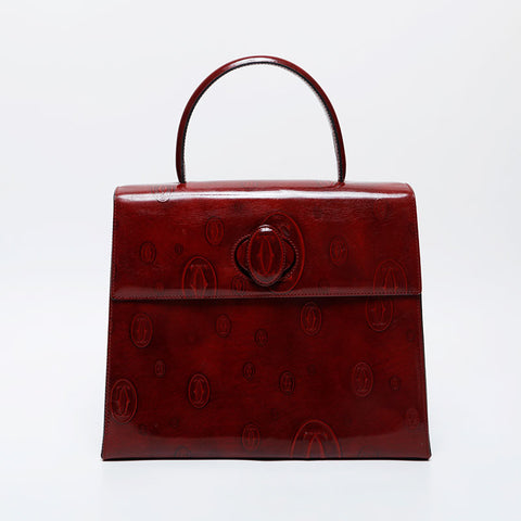 CARTIER Patent Leather Happy Birthday Handbag Red WS21283