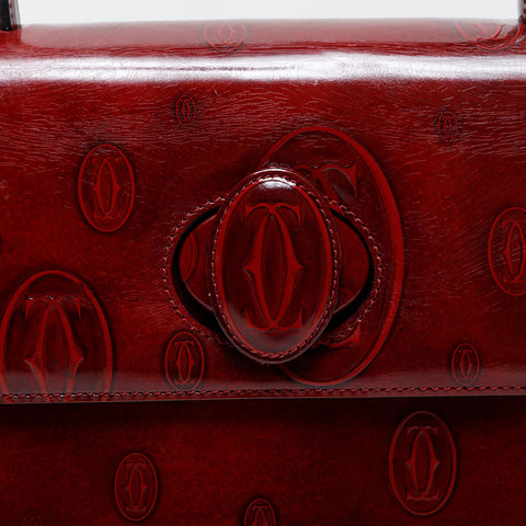 CARTIER Patent Leather Happy Birthday Handbag Red WS21283