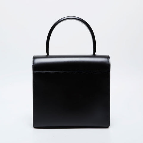 CARTIER Leather PANTHERE Top Handle Silver Handbag black WS21284