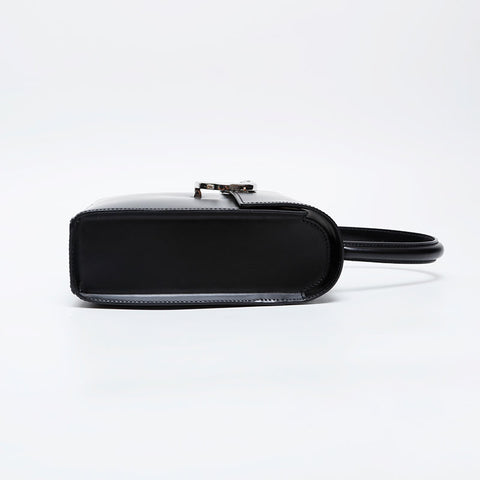CARTIER Leather PANTHERE Top Handle Silver Handbag black WS21284
