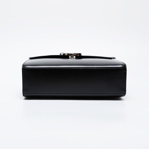 CARTIER Leather PANTHERE Top Handle Silver Handbag black WS21284