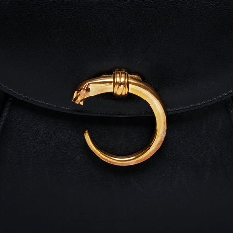 CARTIER Leather PANTHERE top handle in gold Handbag black WS21285