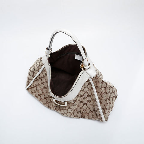 GUCCI GG Canvas Abbey Hobo Shoulder Bag beige WS21286