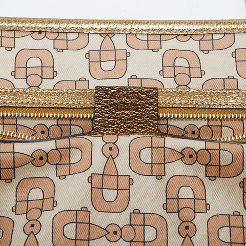 GUCCI GG Canvas Metallic Gold Tote Shoulder Bag beige WS21287