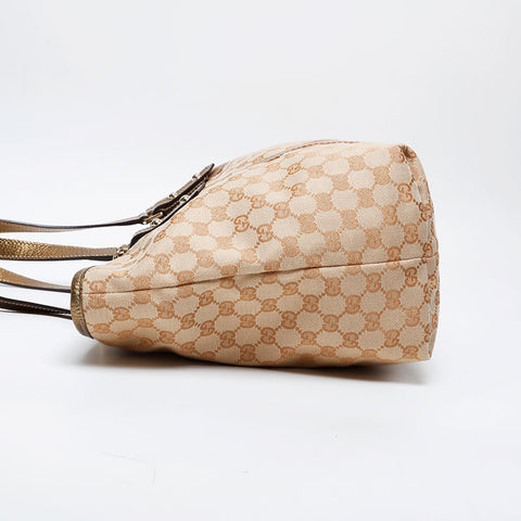 GUCCI GG Canvas Metallic Gold Tote Shoulder Bag beige WS21287