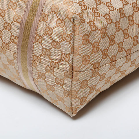 GUCCI GG Canvas Metallic Gold Tote Shoulder Bag beige WS21287