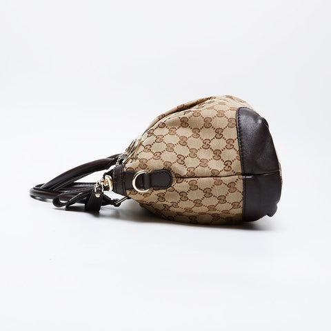 GUCCI GG canvas brown leather Sukey Handbag beige WS21288