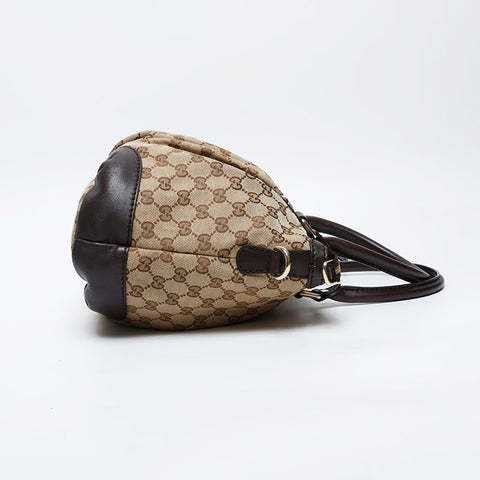GUCCI GG canvas brown leather Sukey Handbag beige WS21288