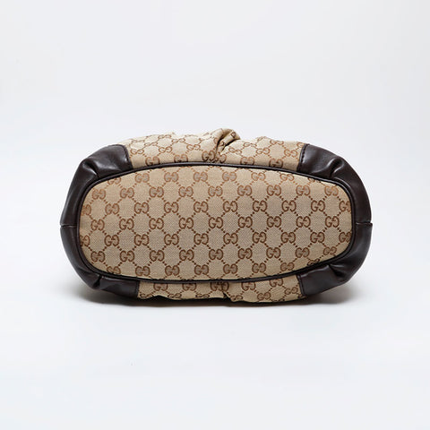 GUCCI GG canvas brown leather Sukey Handbag beige WS21288