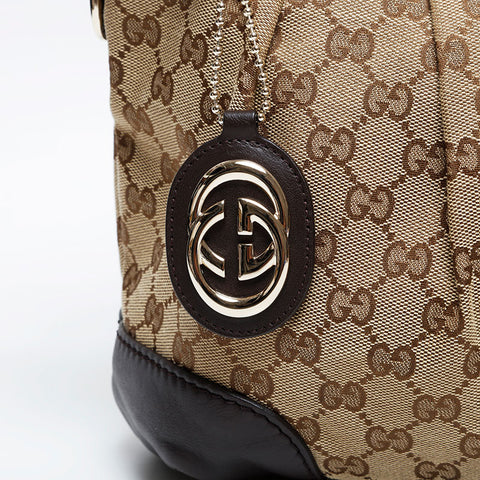 GUCCI GG canvas brown leather Sukey Handbag beige WS21288