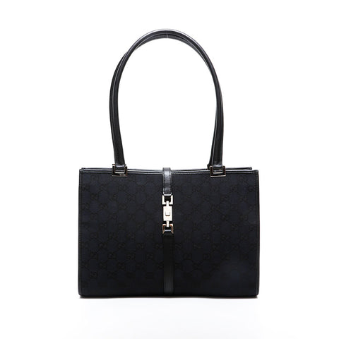 GUCCI GG Canvas Jackie Tote Shoulder Bag black WS21291