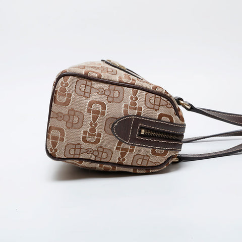 GUCCI Horsebit logo canvas Boston bag Shoulder Bag beige WS21292