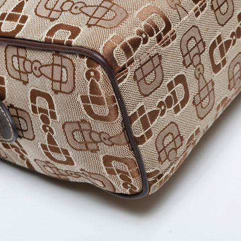 GUCCI Horsebit logo canvas Boston bag Shoulder Bag beige WS21292