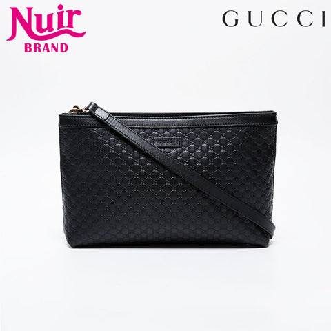 GUCCI Micro GG Shima Leather Shoulder Bag black WS21294