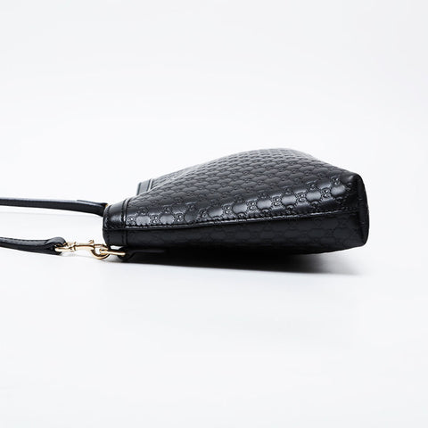 GUCCI Micro GG Shima Leather Shoulder Bag black WS21294