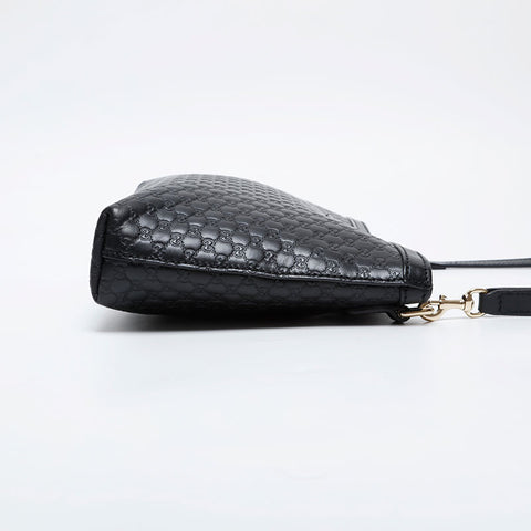 GUCCI Micro GG Shima Leather Shoulder Bag black WS21294