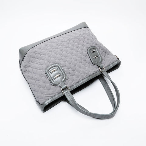 GUCCI GG Neoprene Canvas Leather Tote Shoulder Bag gray WS21295