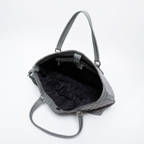 GUCCI GG Neoprene Canvas Leather Tote Shoulder Bag gray WS21295