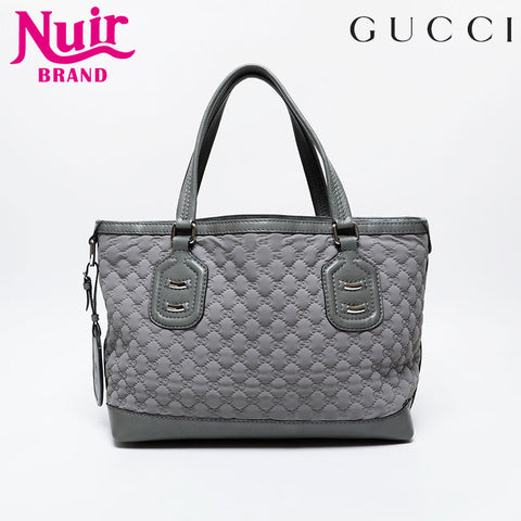 GUCCI GG Neoprene Canvas Leather Tote Shoulder Bag gray WS21295
