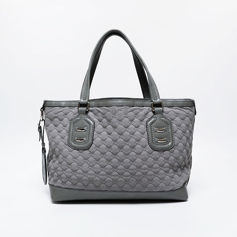 GUCCI GG Neoprene Canvas Leather Tote Shoulder Bag gray WS21295