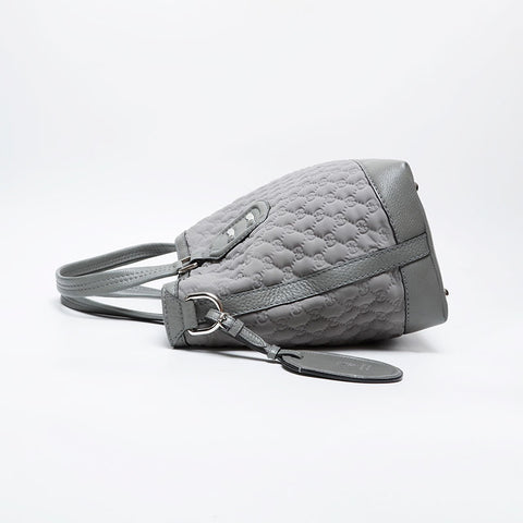 GUCCI GG Neoprene Canvas Leather Tote Shoulder Bag gray WS21295