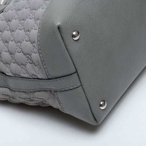 GUCCI GG Neoprene Canvas Leather Tote Shoulder Bag gray WS21295