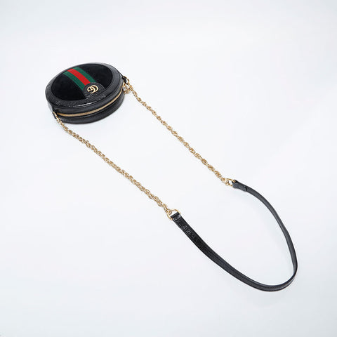 GUCCI Mini GG Supreme Round Ophidia Shoulder Bag black WS21297