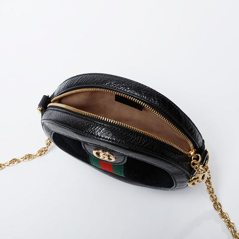 GUCCI Mini GG Supreme Round Ophidia Shoulder Bag black WS21297