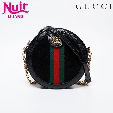 GUCCI Mini GG Supreme Round Ophidia Shoulder Bag black WS21297
