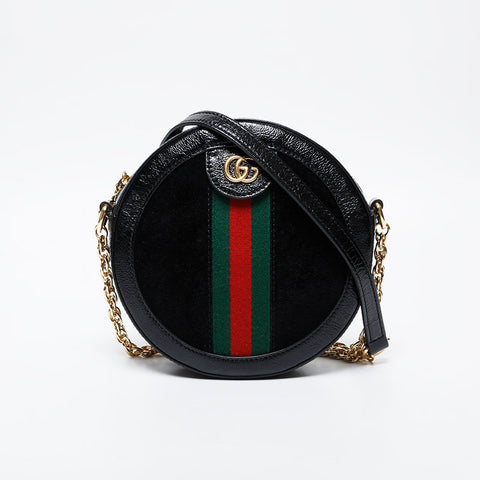 GUCCI Mini GG Supreme Round Ophidia Shoulder Bag black WS21297