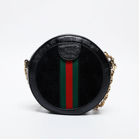 GUCCI Mini GG Supreme Round Ophidia Shoulder Bag black WS21297