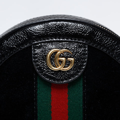 GUCCI Mini GG Supreme Round Ophidia Shoulder Bag black WS21297