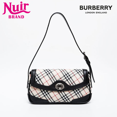 BURBERRY Nova Check Canvas Leather Shoulder Bag beige WS21299
