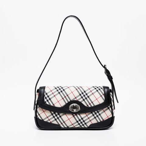 BURBERRY Nova Check Canvas Leather Shoulder Bag beige WS21299