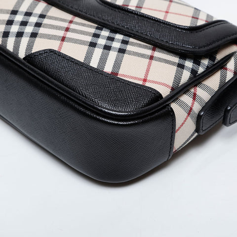 BURBERRY Nova Check Canvas Leather Shoulder Bag beige WS21299