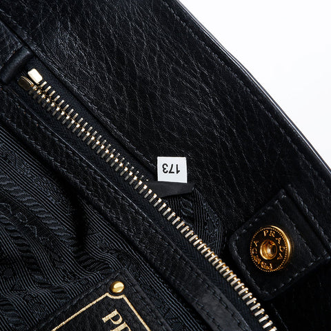 PRADA Leather 2way Handbag black WS21300