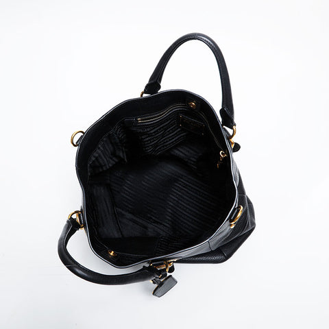 PRADA Leather 2way Handbag black WS21300