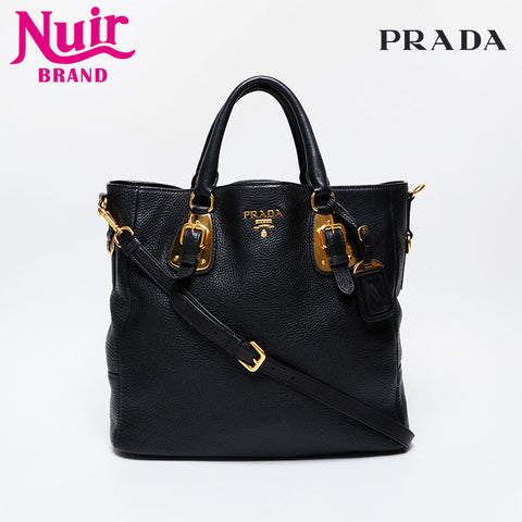 PRADA Leather 2way Handbag black WS21300