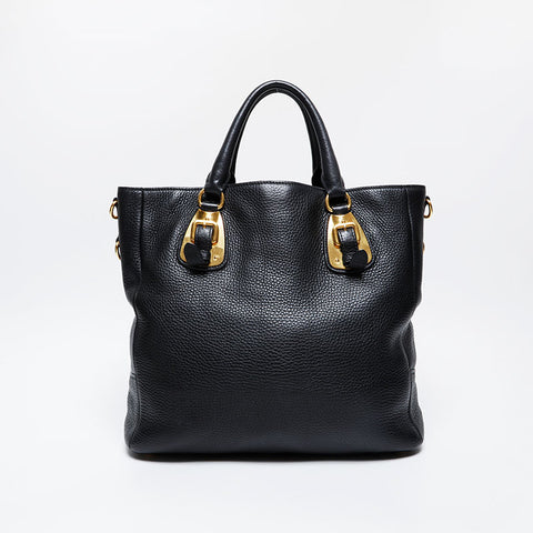 PRADA Leather 2way Handbag black WS21300