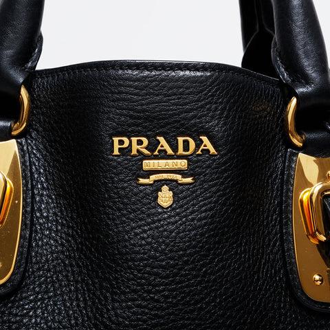 PRADA Leather 2way Handbag black WS21300