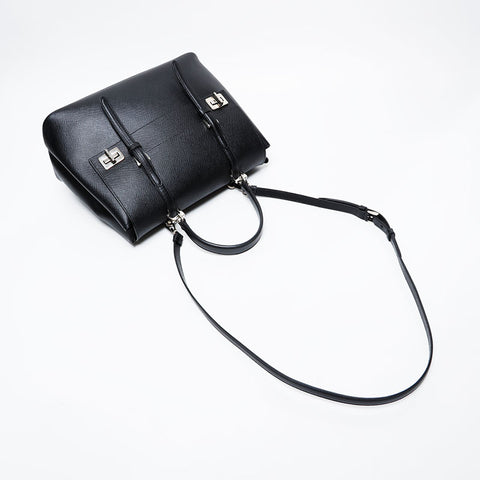 PRADA Saffiano Cuir Leather 2-way Handbag black WS21301