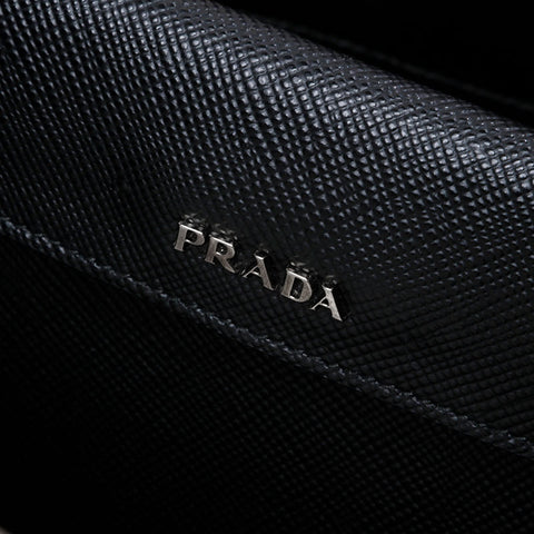 PRADA Saffiano Cuir Leather 2-way Handbag black WS21301