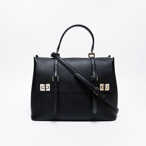PRADA Saffiano Cuir Leather 2-way Handbag black WS21301