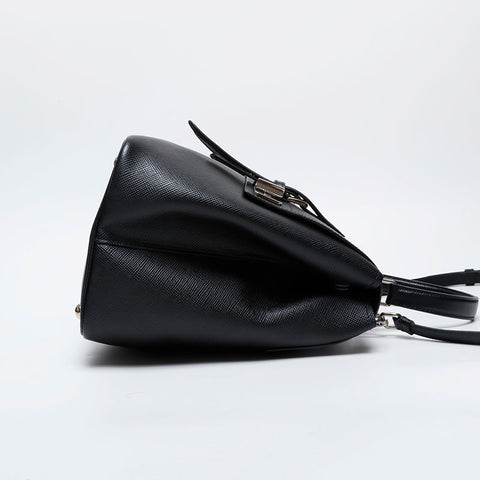 PRADA Saffiano Cuir Leather 2-way Handbag black WS21301