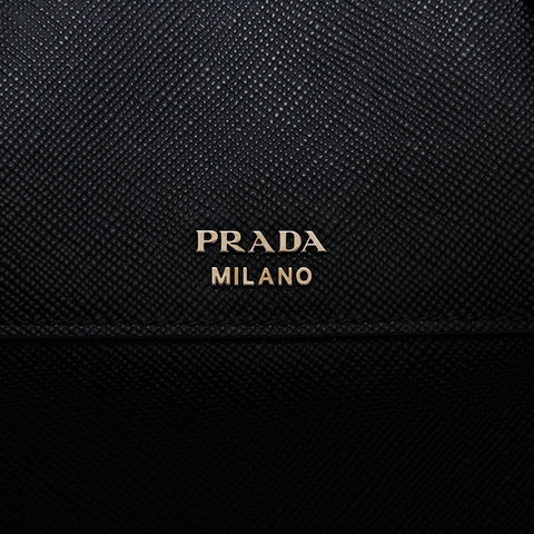 PRADA Saffiano Cuir Leather 2-way Handbag black WS21301