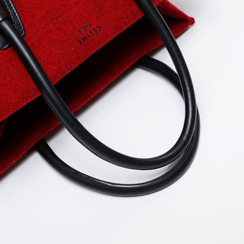 CELINE Wool Luggage Felt Handbag Red WS21302
