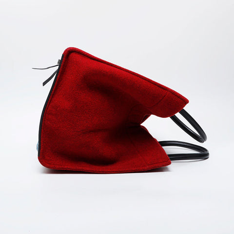 CELINE Wool Luggage Felt Handbag Red WS21302